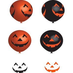 6x stuks Halloween ballonnen met lachende pompoenen print 27 cm - Halloween / horror feestversiering/decoratie