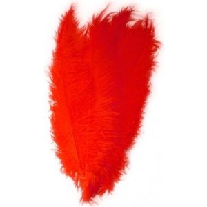 2x Pieten veren/struisvogelveren rood 50 cm - Sinterklaas feestartikelen - Sierveren/decoratie pietenveren - Spadonis veren