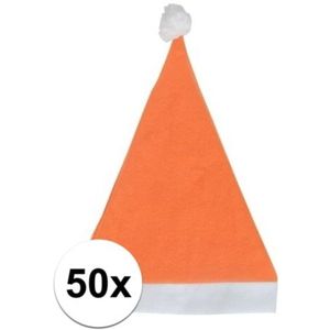 50x Oranje voordelige kerstmuts voor volwassenen