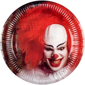 Thema feest papieren bordjes horror clown 24x stuks - Halloween tafeldecoratie/wegwerp servies - wegwerpbordjes