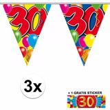 3x vlaggenlijn 30 jaar met gratis sticker