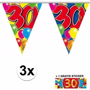 3x vlaggenlijn 30 jaar met gratis sticker