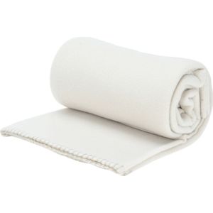 H&amp;S Deken-plaid - fleece-polyester - gebroken wit - 125 x 150 cm