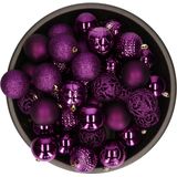 Decoris Kerstballen - 37x - 6 cm - kunststof - paars
