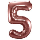Folat folie ballonnen - Leeftijd cijfer 50 - brons - 86 cm - en 2x slingers