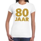 80 jaar goud glitter verjaardag t-shirt wit dames - verjaardag / jubileum shirts