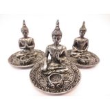 Wierookhouder set zilver Tibetaanse boeddhas 3x stuks