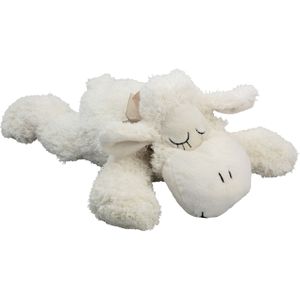 Inware pluche lammetje/schaap knuffeldier - wit - liggend - 30 cm - Dieren knuffels - schapen - zeer wollig