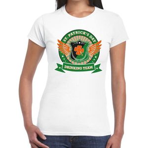 St. Patricks day drinking team t-shirt wit dames - St Patrick's day kleding