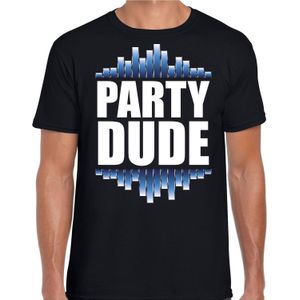 Party dude fun tekst t-shirt zwart heren - fun tekst - disco feest t-shirt
