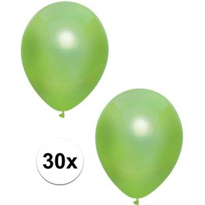 30x Lichtgroene metallic ballonnen 30 cm - Feestversiering/decoratie ballonnen lichtgroen
