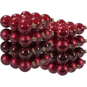 72x stuks glazen kerstballen rood/donkerrood 4 en 6 cm mat/glans - Kerstversiering/kerstboomversiering