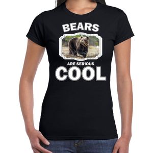 Dieren beren t-shirt zwart dames - bears are serious cool shirt - cadeau t-shirt bruine beer/ beren liefhebber