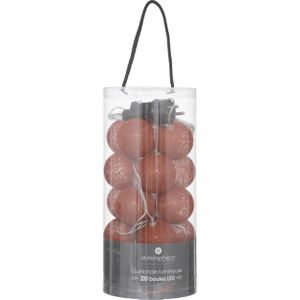 Atmosphera Lichtslinger - 20 verlichte balletjes/bollen 6 cm - terracotta - 435 cm - stekker