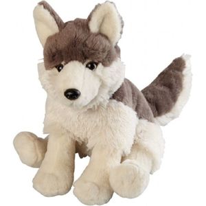 Pluche Grijze Wolf Knuffel 30 cm - Wolven Wilde Dieren Knuffels - Speelgoed Voor Kinderen