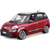 Modelauto Fiat 500 L rood 17 x 7 x 7 cm - Schaal 1:24 - Speelgoedauto - Miniatuurauto