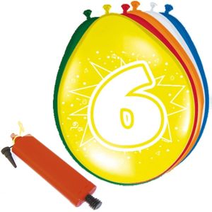 Folat - Verjaardag ballonnen pakket 6 jaar - 32x stuks met ballonpomp