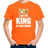Koningsdag t-shirt Im the king in this house oranje jongens / kinderen - Woningsdag - thuisblijvers / Kingsday thuis vieren