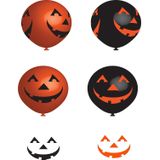 12x stuks Halloween ballonnen met lachende pompoenen print 27 cm - Halloween / horror feestversiering/decoratie