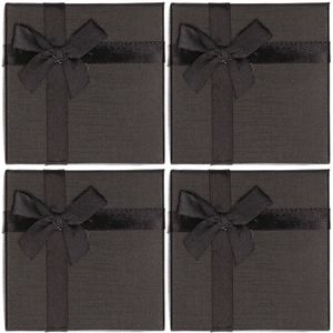 4x stuks zwart sieradendoosje met strik 9 cm - Cadeaudoosjes/sieradendoosjes