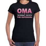 Oma the supergirl cadeau t-shirt zwart voor dames - oma jarig kado shirt / outfit