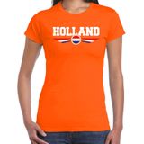 Holland landen / voetbal t-shirt met wapen en Nederlandse vlag - oranje - dames - EK / WK / voetbal shirt XS