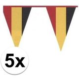 5x Belgische plastic vlaggenlijn met de nationale Belgische kleuren. 10 meter - Versiering
