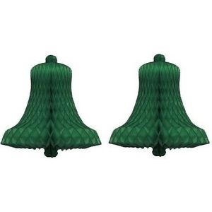 2x Decoratie kerst versiering kerstklok groen 50 cm - Groene kerstklokken kerstversiering / kerstdecoratie