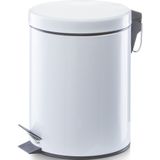 2x Witte vuilnisbakken/pedaalemmers 5 liter van 20 x 28 cm - Zeller - Huishouding - Badkameraccessoires/benodigdheden - Toiletaccessoires/benodigdheden - Kleine prullenbakken