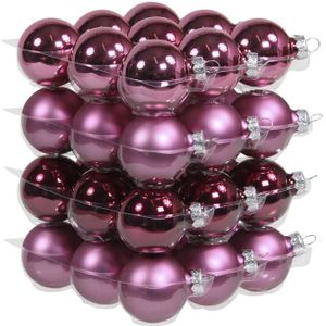 72x stuks kerstversiering kerstballen cherry roze (heather) van glas - 4 cm - mat/glans - Kerstboomversiering