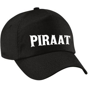 Piraat verkleed pet zwart voor dames en heren - piraten baseball cap - carnaval verkleedaccessoire voor kostuum