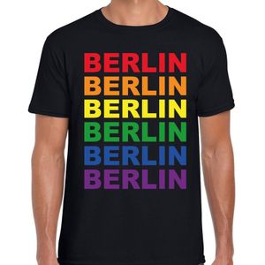 Regenboog Berlin gay pride / parade zwart t-shirt voor heren - LHBT evenement shirts kleding / outfit