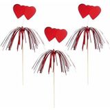 100x stuks hartjes cocktailprikkers van 22 cm - Bruiloft of Valentijn liefde feest thema artikelen