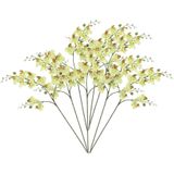 Mica Decorations Kunstbloemen boeket Orchidee - 8 stelen - lichtgeel - 75 cm - Kunst zijdebloemen