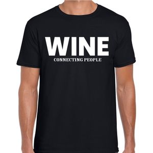 Wine connecting people drank / alcohol fun t-shirt zwart voor heren - rode / witte wijn drinken verbinden - kleding / outfit