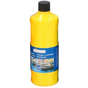 1x Hobby/knutsel acrylverf / temperaverf - Geel - Fles 500 ml - Gele tempera / acryl verf - Hobby/knutselmateriaal - Schilderij maken - Verf op waterbasis