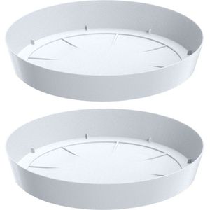 Prosperplast Opvangschaal/onderschaal voor bloempot/plantenpot - 4x - wit - rond - Dia 15,5 cm