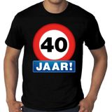 Grote maten stopbord / verkeersbord 40 jaar verjaardag t-shirt - zwart - heren - 40e verjaardag - Happy Birthday veertig jaar shirts / kleding