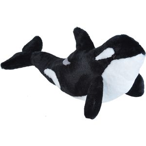 Wild Republic Pluche dieren knuffels Orka - zwart/wit - 30 cm - Knuffels - zeedieren speelgoed