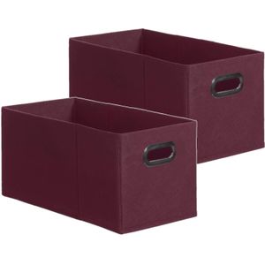 Set van 2x stuks opbergmand/kastmand 7 liter aubergine paars linnen 31 x 15 x 15 cm - Opbergboxen - Vakkenkast manden
