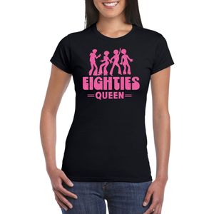 Bellatio Decorations Verkleed shirt voor dames - eighties queen - zwart/roze - jaren 80 - carnaval