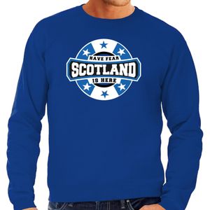 Have fear Scotland is here sweater met sterren embleem in de kleuren van de Schotse vlag - blauw - heren - Schotland supporter / Schots elftal fan trui / EK / WK / kleding