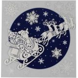 2x stuks velletjes kerst dubbelzijdige glitter raamstickers kerstman slee 31 cm - Raamversiering/raamdecoratie kerstversiering