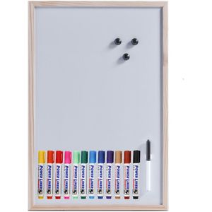 Zeller Magnetisch whiteboard/memobord - met houten rand - 40 x 60 cm - met 12x Power Liner stiften