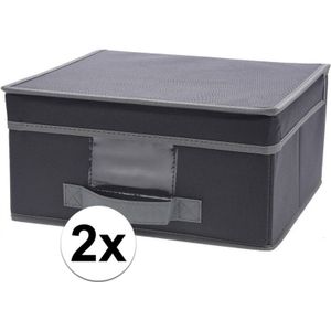 2x Grijze opbergdozen/opbergboxen 44 cm - Opruimen - Opbergmanden voor kledingkast