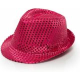 Partychimp Trilby hoed met pailletten - roze - glitter - Toppers