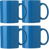 Bellatio Design Koffie mokken/bekers Nantes - 8x - keramiek - met oor - kobalt blauw - 300 ml