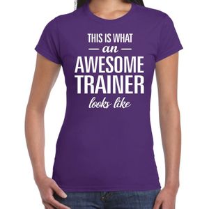 This is what an awesome trainer looks like cadeau t-shirt paars dames - kado voor trainer