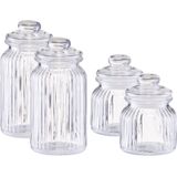 Zeller - Keuken food voorraadpotten glas - Inhoud 600/1200 ml - Set 4x