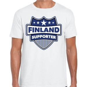 Finland supporter schild t-shirt wit voor heren - Finland landen t-shirt / kleding - EK / WK / Olympische spelen outfit